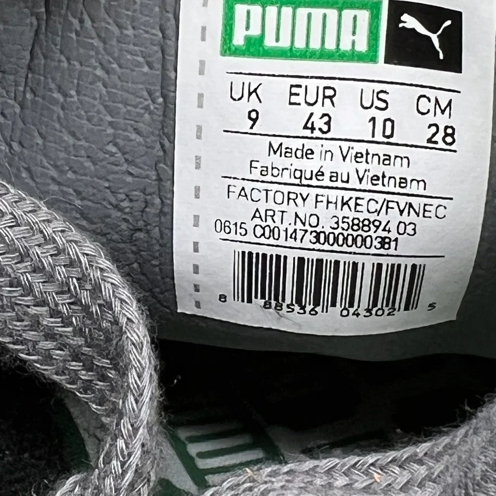 Puma Basket Classic Sneakers Men's 10 Grey Textured Leather Low Top 358894-03